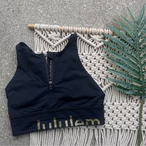 Lululemon Energy Bra High Neck Long Line Zip Special Edition Black Size 6